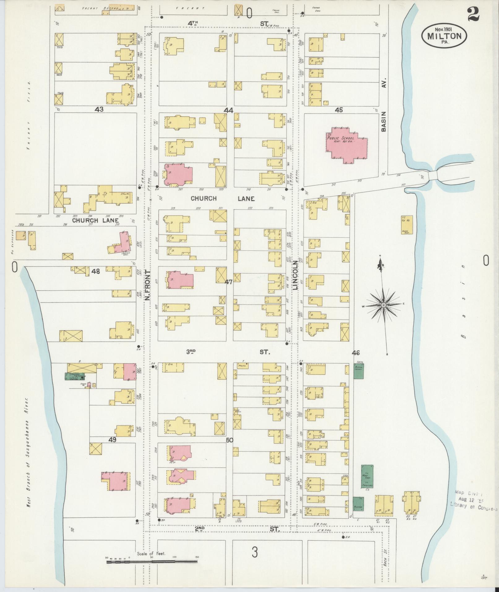 Sanborn Fire Insurance Map from Milton, Northumberland County, Pennsylvania (1901), Sheet #0002 - Complete Map Set gallery image, historic Sanborn map, vintage wall art, Pennsylvania Pennsylvania