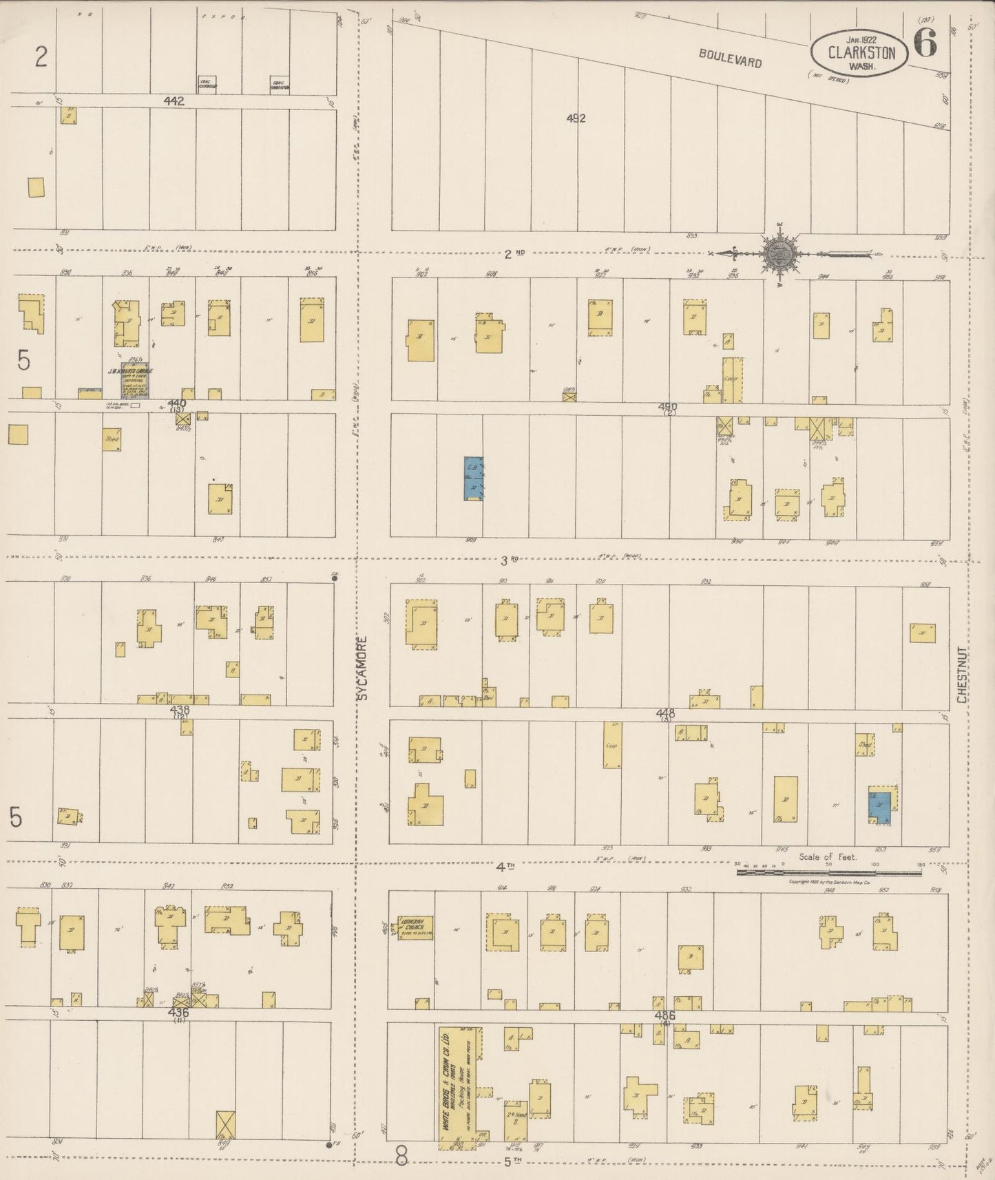 Sanborn Fire Insurance Map from Clarkston, Asotin County, Washington (1922), Sheet #0006 - Complete Map Set gallery image, historic Sanborn map, vintage wall art, Washington Washington