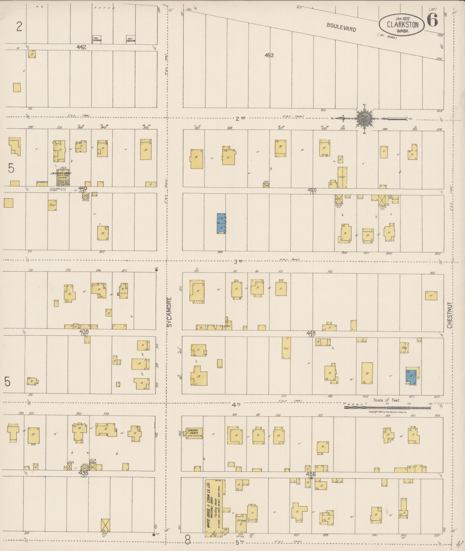 Sanborn Fire Insurance Map from Clarkston, Asotin County, Washington (1922), Sheet #0006 - Complete Map Set gallery image, historic Sanborn map, vintage wall art, Washington Washington