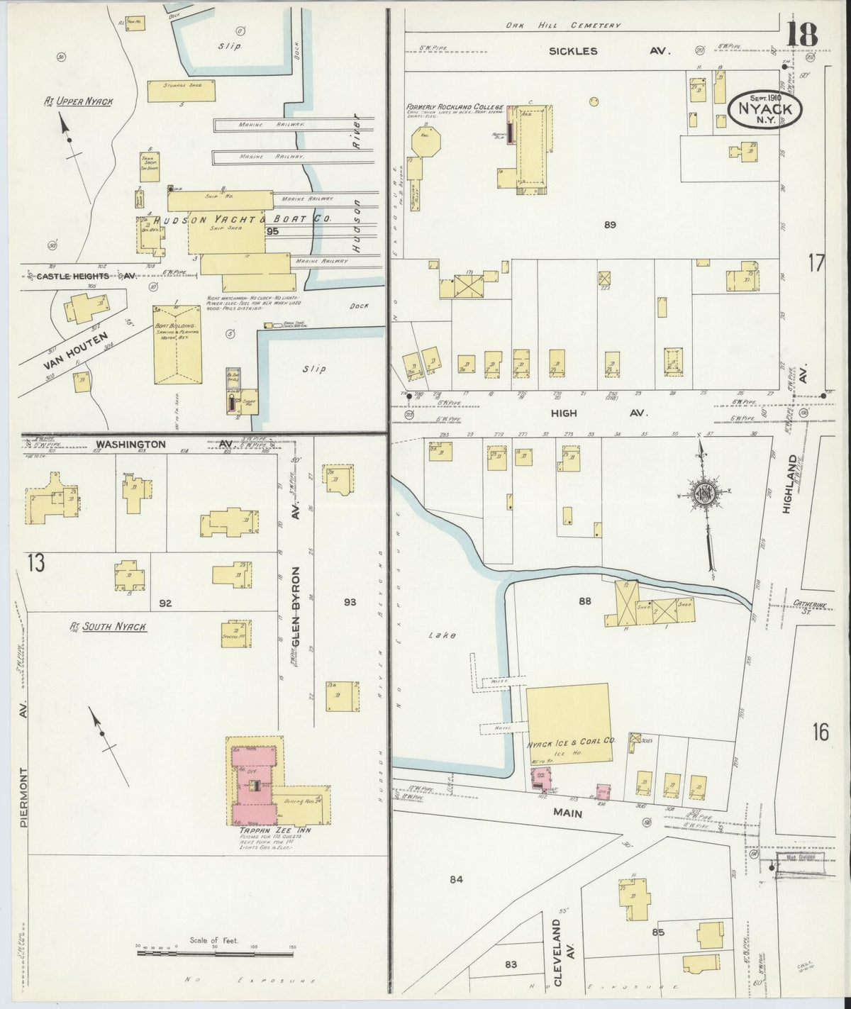 Sanborn Fire Insurance Map from Nyack, Rockland County, New York (1910), Sheet #0018 - Complete Map Set gallery image, historic Sanborn map, vintage wall art, New York New York