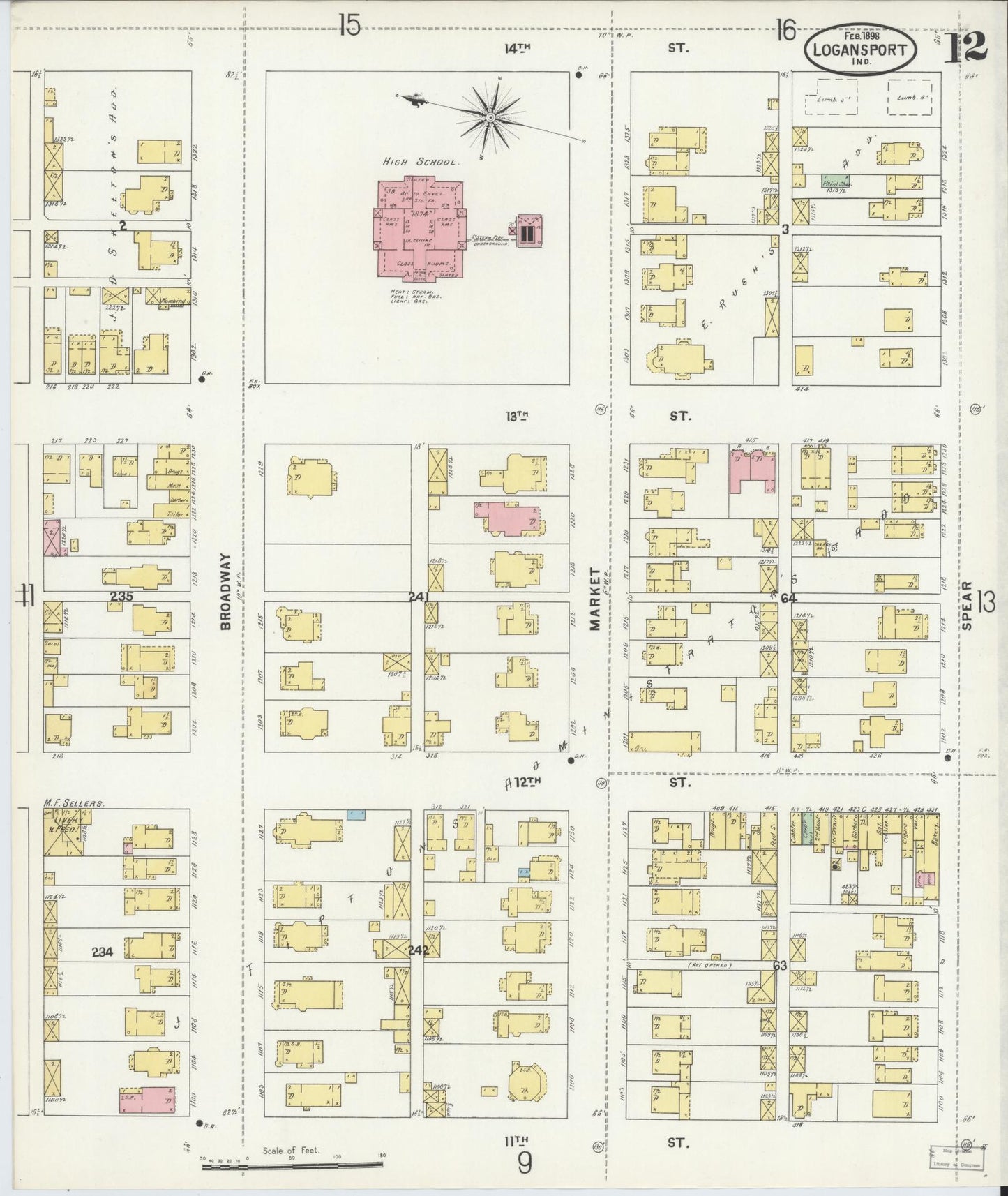 Sanborn Fire Insurance Map from Logansport, Cass County, Indiana (1898), Sheet #0012 - Complete Map Set gallery image, historic Sanborn map, vintage wall art, Indiana Indiana