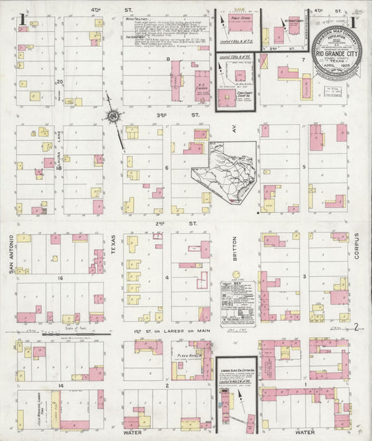 Sanborn Fire Insurance Map from Rio Grande City, Starr County, Texas (1925), Sheet #0001 - Complete Map Set gallery image, historic Sanborn map, vintage wall art, Texas Texas