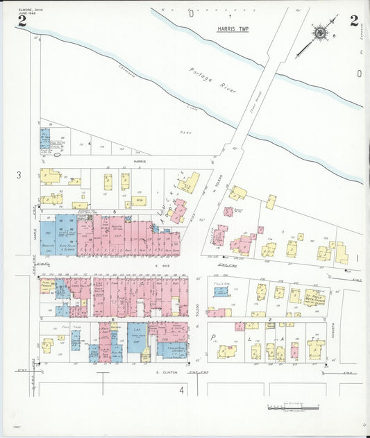 Sanborn Fire Insurance Map from Elmore, Ottawa County, Ohio (1948), Sheet #0002 - Historic Sanborn Fire Insurance Map Print, vintage old map wall art, antique decor, genealogy gift, Ohio Ohio map