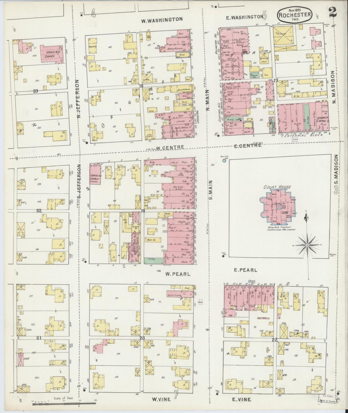 Sanborn Fire Insurance Map from Rochester, Fulton County, Indiana (1895), Sheet #0002 - Complete Map Set gallery image, historic Sanborn map, vintage wall art, Indiana Indiana