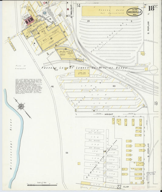 Sanborn Fire Insurance Map from Greenville, Washington County, Mississippi (1915), Sheet #0018 - Historic Sanborn Fire Insurance Map Print, vintage old map wall art, antique decor, genealogy gift, Mississippi Mississippi map