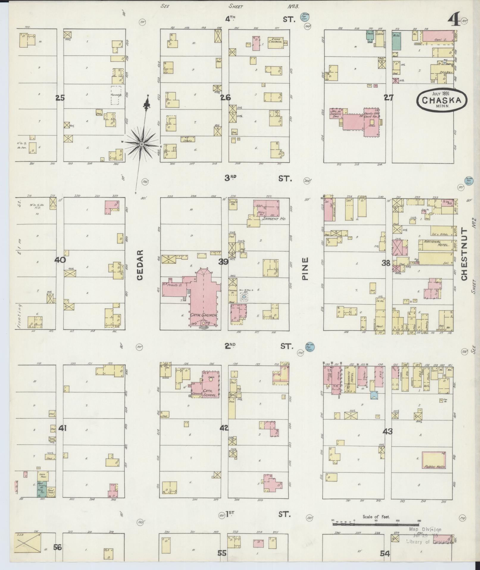 Sanborn Fire Insurance Map from Chaska, Carver County, Minnesota (1891), Sheet #0004 - Historic Sanborn Fire Insurance Map Print, vintage old map wall art, antique decor, genealogy gift, Minnesota Minnesota map