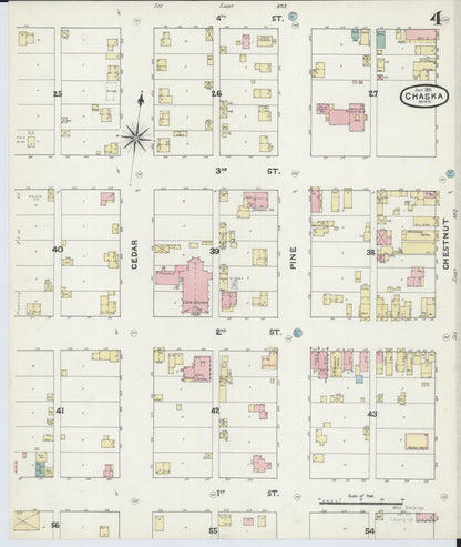 Sanborn Fire Insurance Map from Chaska, Carver County, Minnesota (1891), Sheet #0004 - Historic Sanborn Fire Insurance Map Print, vintage old map wall art, antique decor, genealogy gift, Minnesota Minnesota map