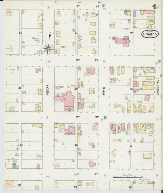 Sanborn Fire Insurance Map from Chaska, Carver County, Minnesota (1891), Sheet #0004 - Historic Sanborn Fire Insurance Map Print, vintage old map wall art, antique decor, genealogy gift, Minnesota Minnesota map