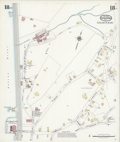 Sanborn Fire Insurance Map from Ossining, Westchester County, New York (1924), Sheet #0018 - Historic Sanborn Fire Insurance Map Print, vintage old map wall art, antique decor, genealogy gift, New York New York map