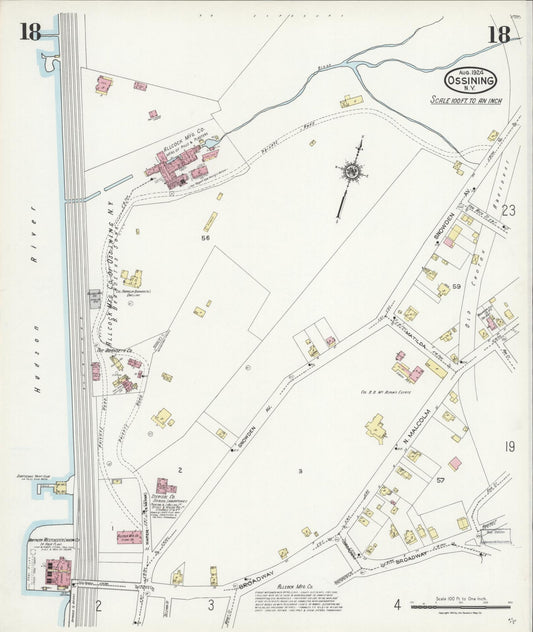 Sanborn Fire Insurance Map from Ossining, Westchester County, New York (1924), Sheet #0018 - Historic Sanborn Fire Insurance Map Print, vintage old map wall art, antique decor, genealogy gift, New York New York map