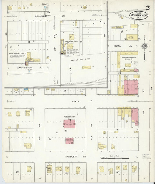 Sanborn Fire Insurance Map from Mountain View, Kiowa County, Oklahoma (1916), Sheet #0002 - Historic Sanborn Fire Insurance Map Print, vintage old map wall art, antique decor, genealogy gift, Oklahoma Oklahoma map