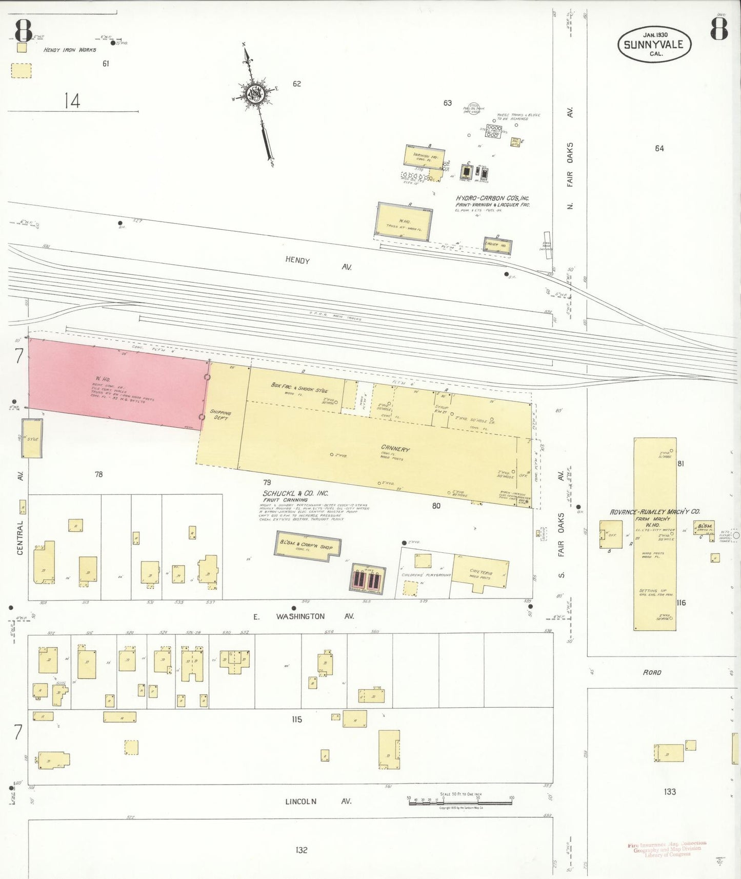Sanborn Fire Insurance Map from Sunnyvale, Santa Clara County, California (1930), Sheet #0008 - Complete Map Set gallery image, historic Sanborn map, vintage wall art, California California