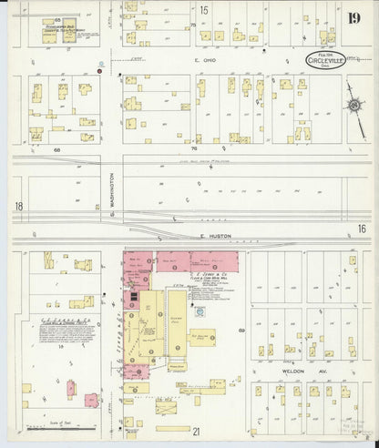 Sanborn Fire Insurance Map from Circleville, Pickaway County, Ohio (1914), Sheet #0019 - Historic Sanborn Fire Insurance Map Print, vintage old map wall art, antique decor, genealogy gift, Ohio Ohio map