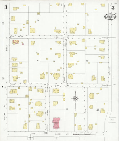 Sanborn Fire Insurance Map from Lancaster, Dallas County, Texas (1928), Sheet #0003 - Complete Map Set gallery image, historic Sanborn map, vintage wall art, Texas Texas