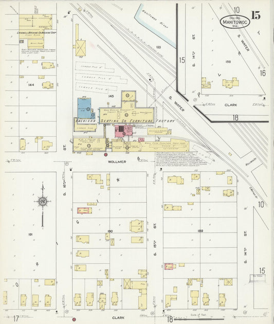 Sanborn Fire Insurance Map from Manitowoc, Manitowoc County, Wisconsin (1912), Sheet #0015 - Historic Sanborn Fire Insurance Map Print, vintage old map wall art, antique decor, genealogy gift, Wisconsin Wisconsin map