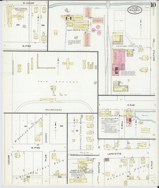 Sanborn Fire Insurance Map from Olney, Richland County, Illinois (1910), Sheet #0010 - Historic Sanborn Fire Insurance Map Print, vintage old map wall art, antique decor, genealogy gift, Illinois Illinois map