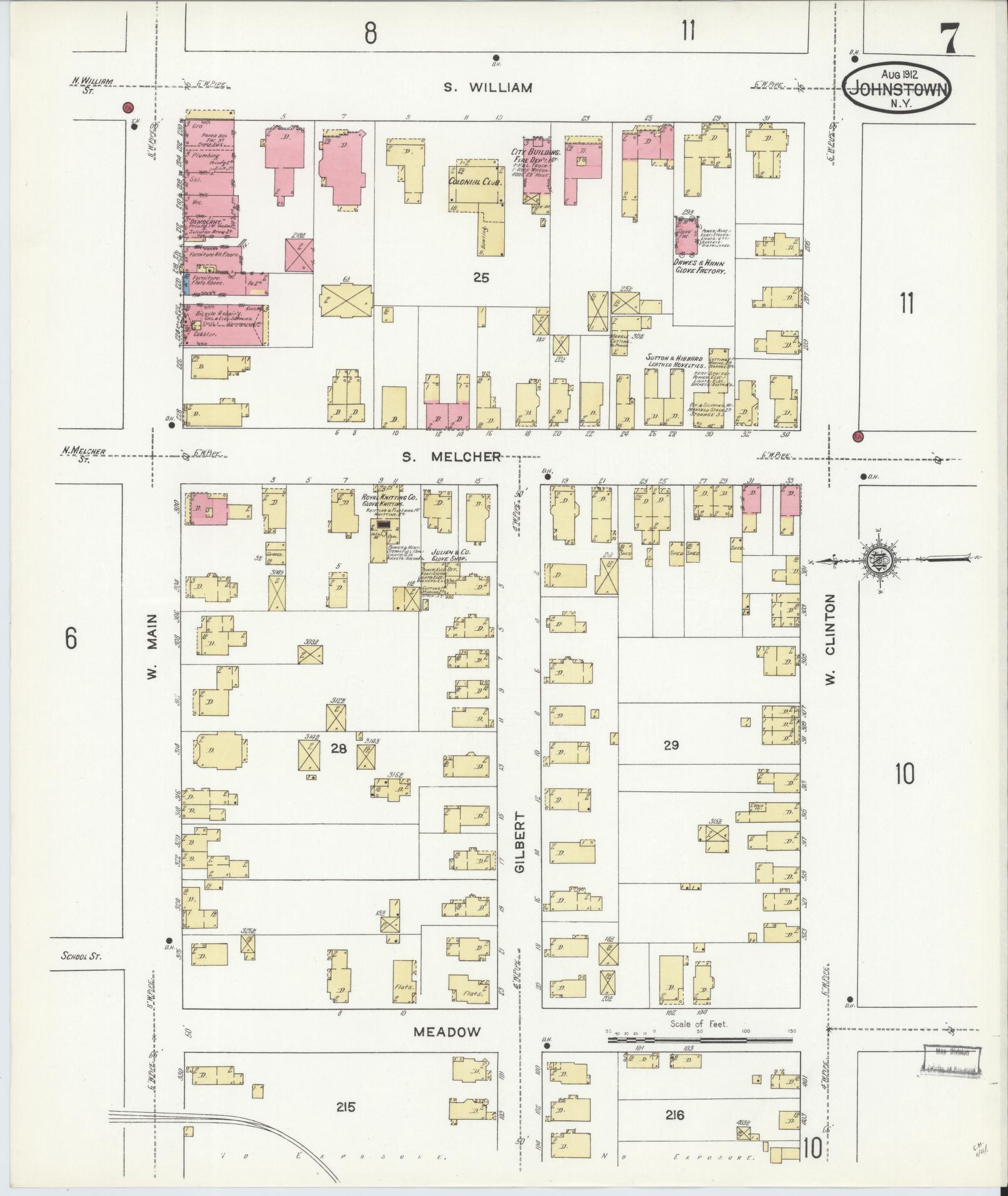 Sanborn Fire Insurance Map from Johnstown, Fulton County, New York (1912), Sheet #0007 - Complete Map Set gallery image, historic Sanborn map, vintage wall art, New York New York