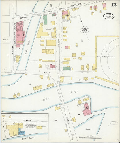 Sanborn Fire Insurance Map from Lyons, Wayne County, New York (1904), Sheet #0012 - Complete Map Set gallery image, historic Sanborn map, vintage wall art, New York New York