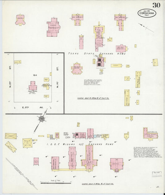 Sanborn Fire Insurance Map from Corsicana, Navarro County, Texas (1910), Sheet #0030 - Historic Sanborn Fire Insurance Map Print, vintage old map wall art, antique decor, genealogy gift, Texas Texas map