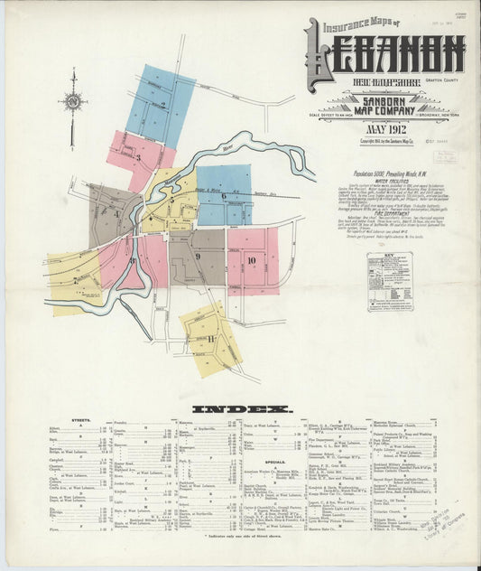 Sanborn Fire Insurance Map from Lebanon, Grafton County, New Hampshire. (1912) – Historic Sanborn Fire Insurance Map Print
