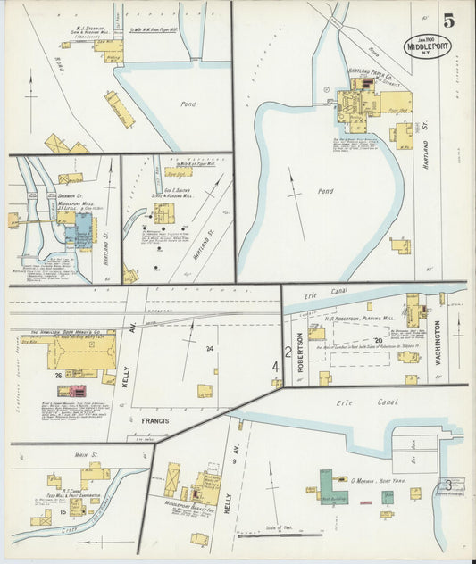Sanborn Fire Insurance Map from Middleport, Niagara County, New York (1900), Sheet #0005 - Historic Sanborn Fire Insurance Map Print, vintage old map wall art, antique decor, genealogy gift, New York New York map