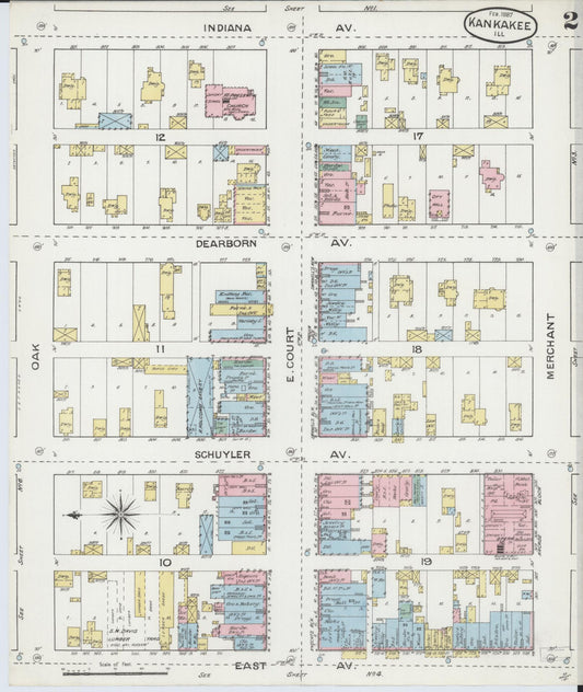 Sanborn Fire Insurance Map from Kankakee, Kankakee County, Illinois (1887), Sheet #0002 - Historic Sanborn Fire Insurance Map Print, vintage old map wall art, antique decor, genealogy gift, Illinois Illinois map