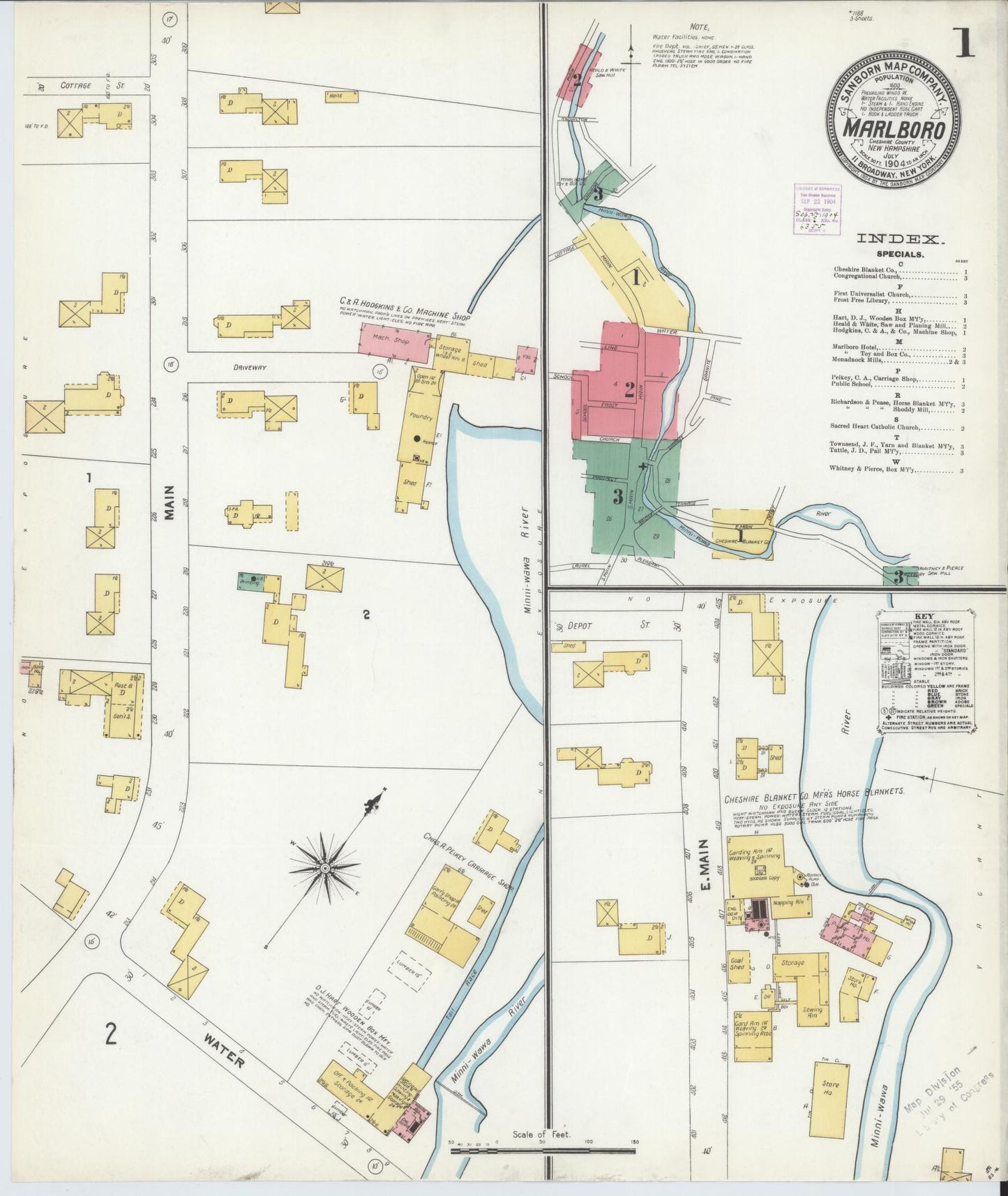 Sanborn Fire Insurance Map from Marlborough, Cheshire County, New Hampshire. (1904) – Historic Sanborn Fire Insurance Map Print