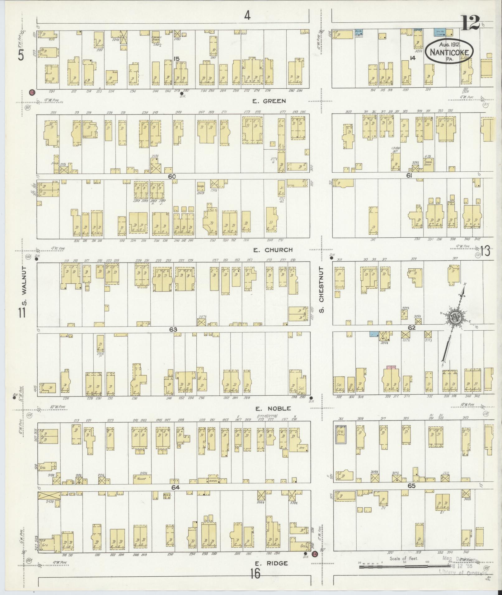 Sanborn Fire Insurance Map from Nanticoke, Luzerne County, Pennsylvania (1912), Sheet #0012 - Complete Map Set gallery image, historic Sanborn map, vintage wall art, Pennsylvania Pennsylvania