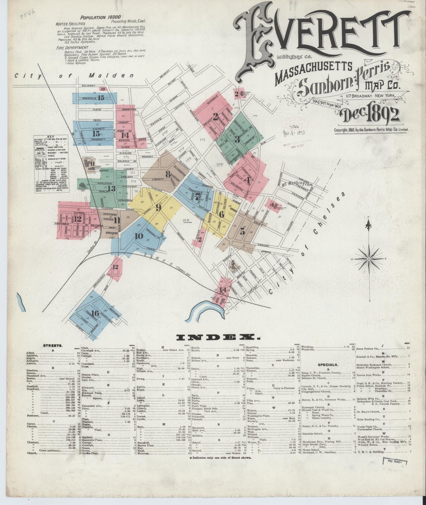 Sanborn Fire Insurance Map from Everett, Middlesex County, Massachusetts. (1892) – Historic Sanborn Fire Insurance Map Print