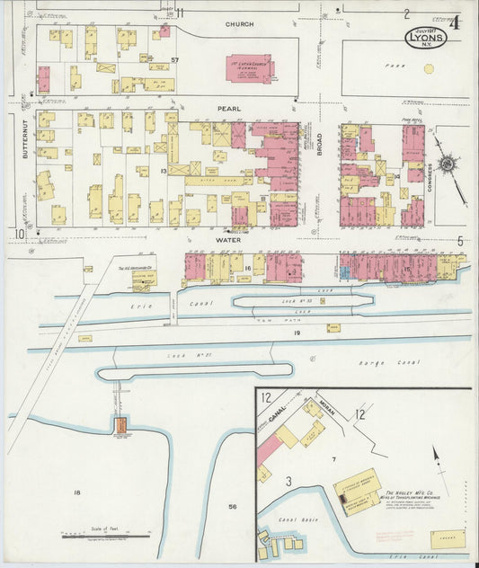 Sanborn Fire Insurance Map from Lyons, Wayne County, New York (1917), Sheet #0004 - Historic Sanborn Fire Insurance Map Print, vintage old map wall art, antique decor, genealogy gift, New York New York map