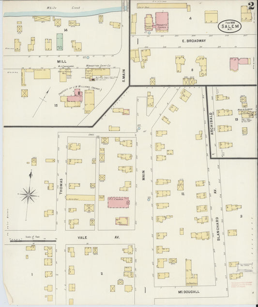 Sanborn Fire Insurance Map from Salem, Washington County, New York (1898), Sheet #0002 - Historic Sanborn Fire Insurance Map Print, vintage old map wall art, antique decor, genealogy gift, New York New York map