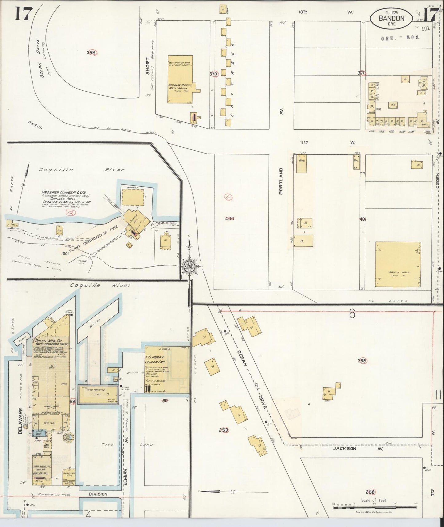 Sanborn Fire Insurance Map from Bandon, Coos County, Oregon (1931), Sheet #0017 - Complete Map Set gallery image, historic Sanborn map, vintage wall art, Oregon Oregon