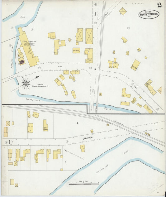 Sanborn Fire Insurance Map from North Stratford, Coos County, New Hampshire (1901), Sheet #0002 - Historic Sanborn Fire Insurance Map Print, vintage old map wall art, antique decor, genealogy gift, New Hampshire New Hampshire map