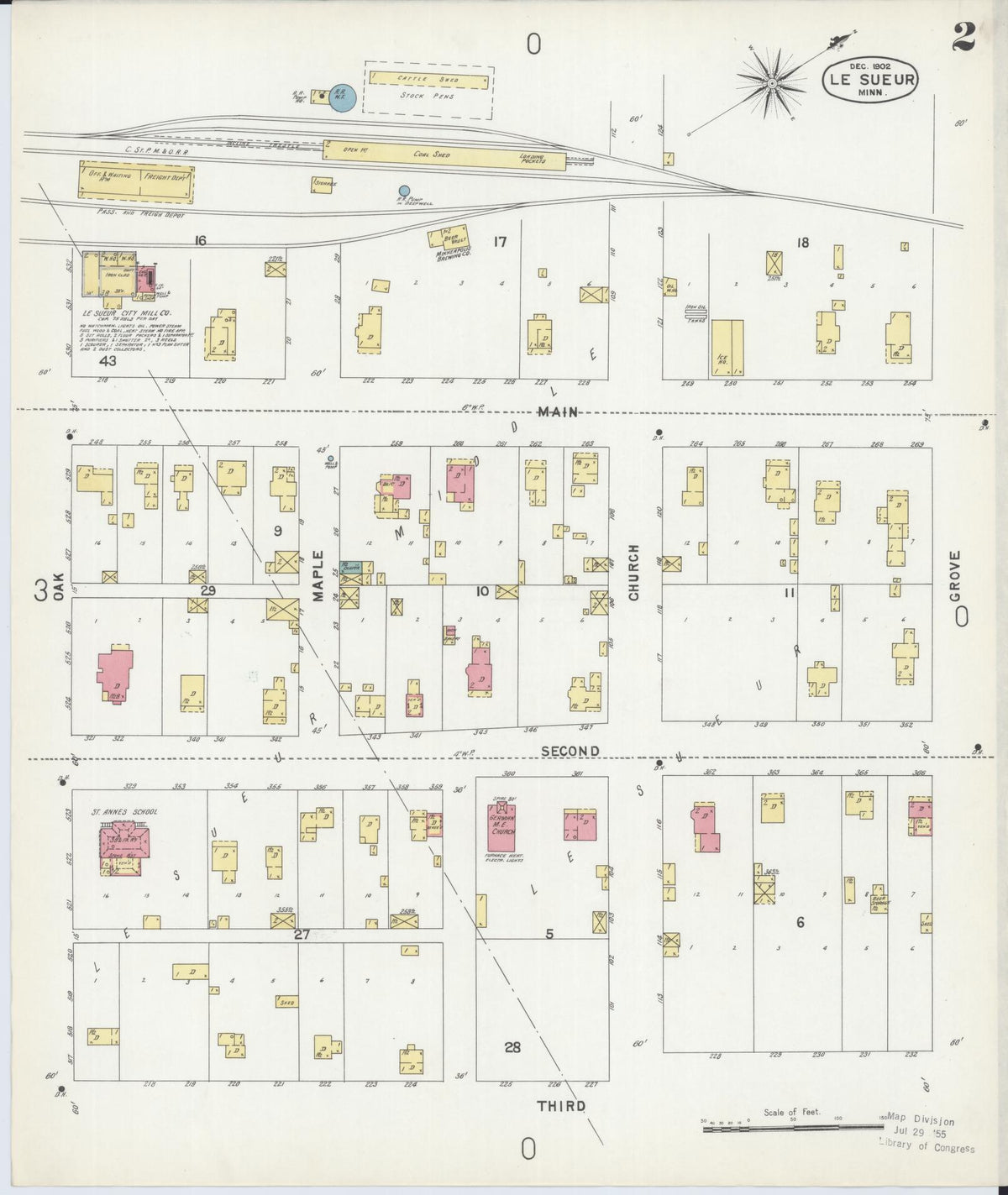 Sanborn Fire Insurance Map from Le Sueur, Le Sueur County, Minnesota (1902), Sheet #0002 - Complete Map Set gallery image, historic Sanborn map, vintage wall art, Minnesota Minnesota