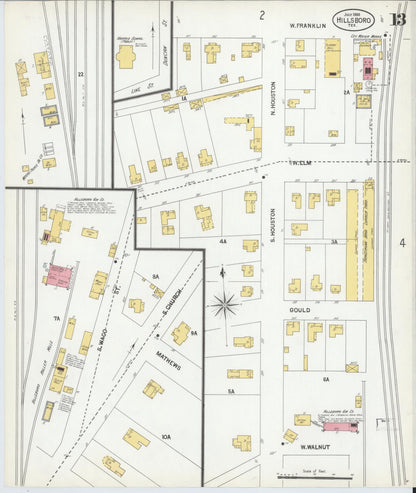 Sanborn Fire Insurance Map from Hillsboro, Hill County, Texas (1900), Sheet #0013 - Complete Map Set gallery image, historic Sanborn map, vintage wall art, Texas Texas