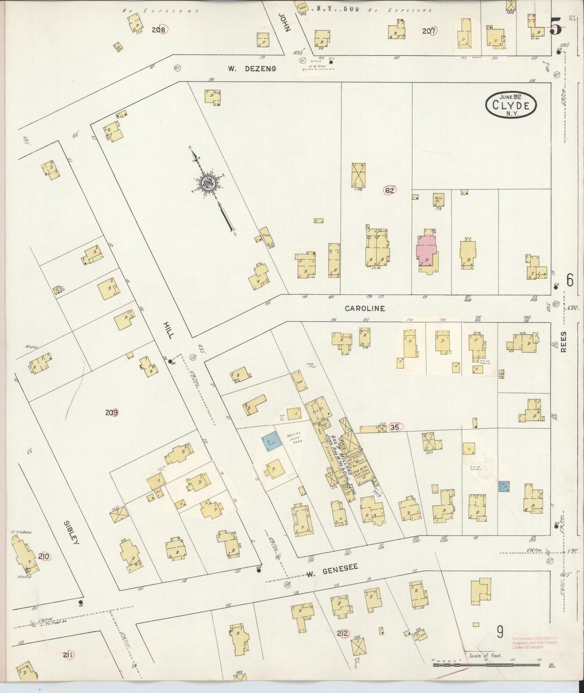 Sanborn Fire Insurance Map from Clyde, Wayne County, New York (1932), Sheet #0005 - Historic Sanborn Fire Insurance Map Print, vintage old map wall art, antique decor, genealogy gift, New York New York map