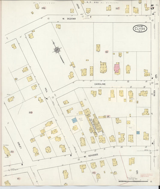 Sanborn Fire Insurance Map from Clyde, Wayne County, New York (1932), Sheet #0005 - Historic Sanborn Fire Insurance Map Print, vintage old map wall art, antique decor, genealogy gift, New York New York map