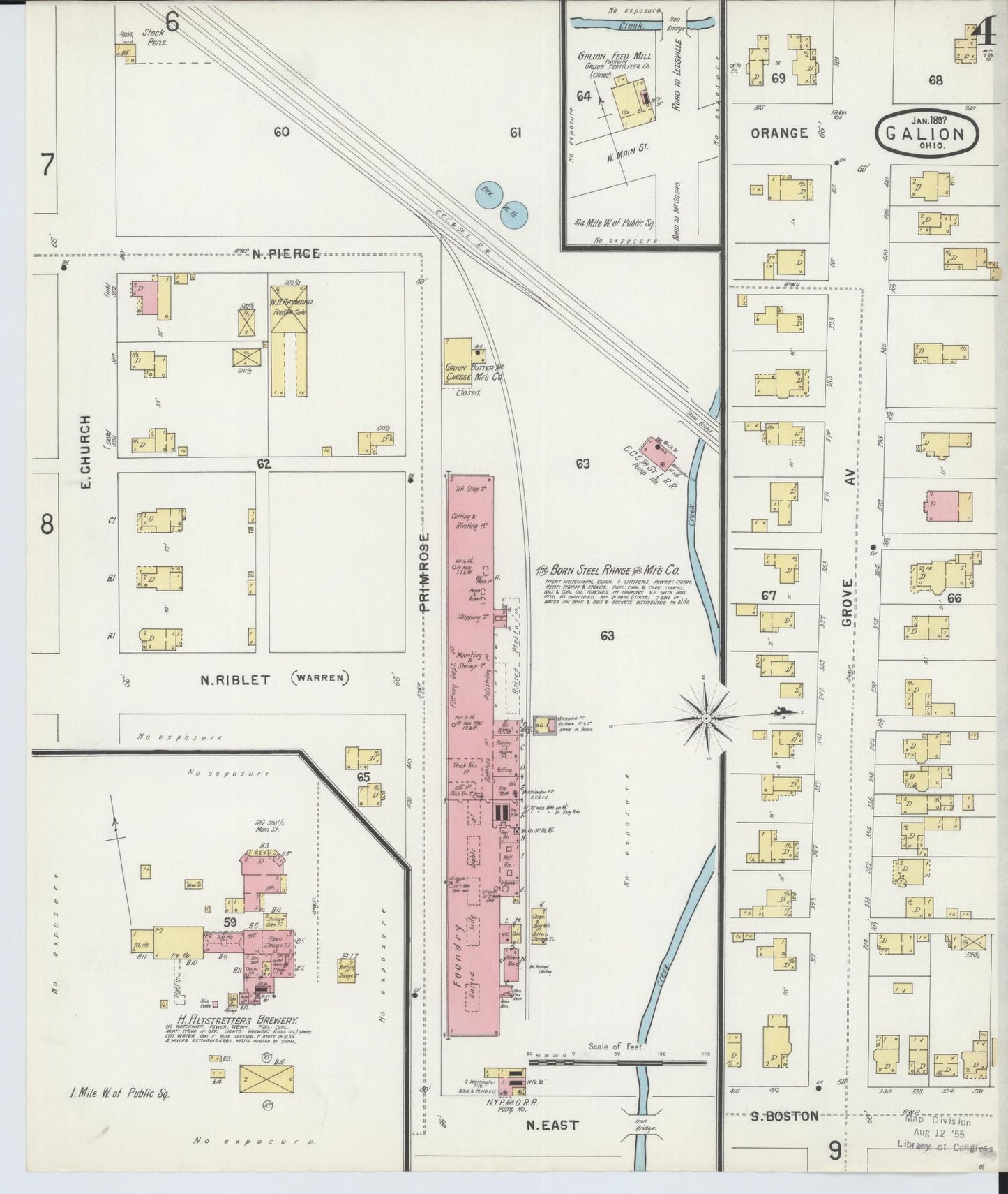 Sanborn Fire Insurance Map from Galion, Crawford County, Ohio (1897), Sheet #0004 - Historic Sanborn Fire Insurance Map Print, vintage old map wall art, antique decor, genealogy gift, Ohio Ohio map