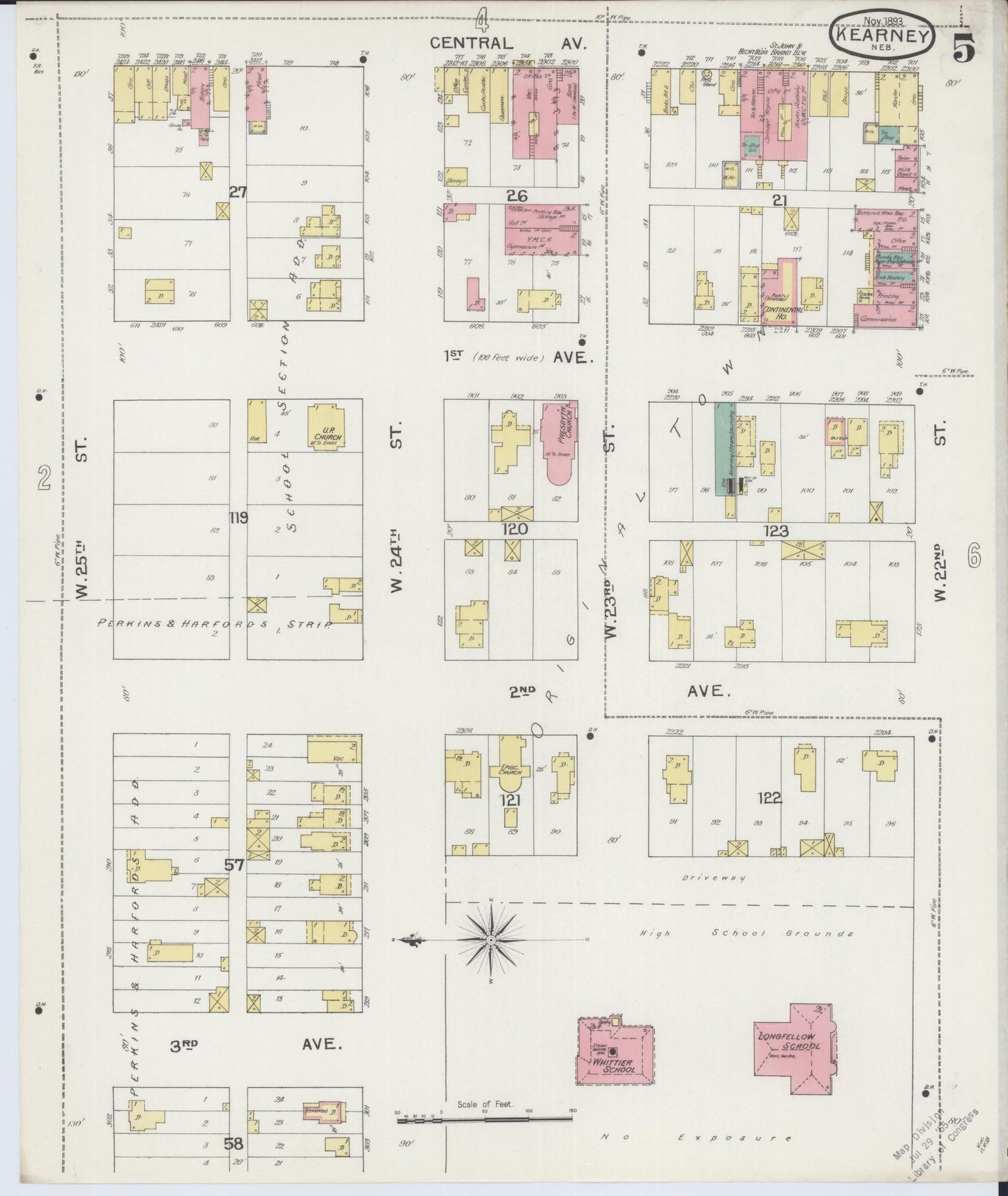 Sanborn Fire Insurance Map from Kearney, Buffalo County, Nebraska (1893), Sheet #0005 - Complete Map Set gallery image, historic Sanborn map, vintage wall art, Nebraska Nebraska