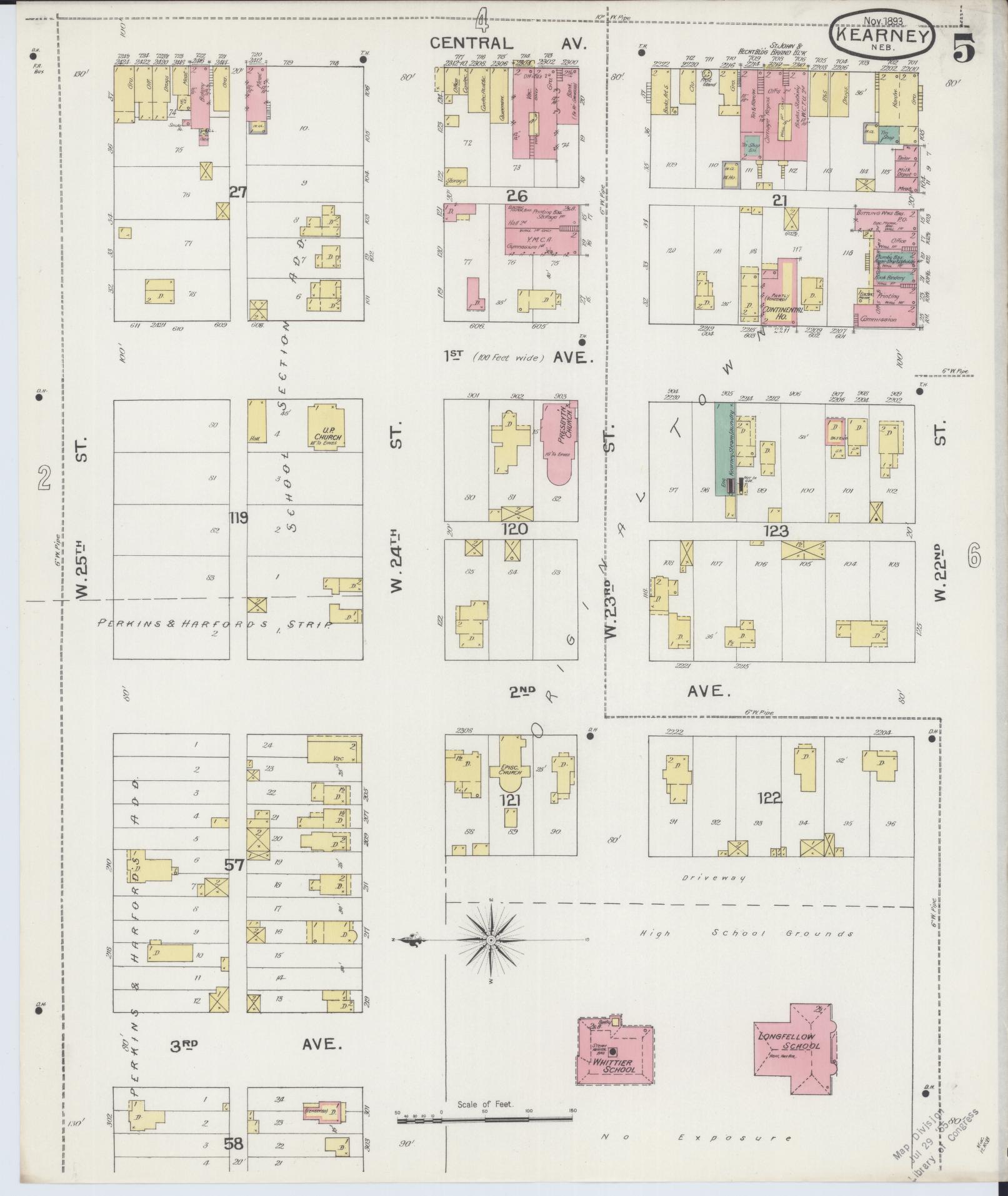Sanborn Fire Insurance Map from Kearney, Buffalo County, Nebraska (1893), Sheet #0005 - Complete Map Set gallery image, historic Sanborn map, vintage wall art, Nebraska Nebraska