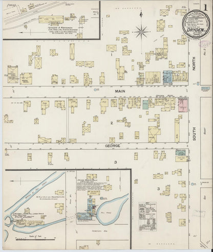 Sanborn Fire Insurance Map from Dryden, Tompkins County, New York (1887), Sheet #0001 - Complete Map Set gallery image, historic Sanborn map, vintage wall art, New York New York