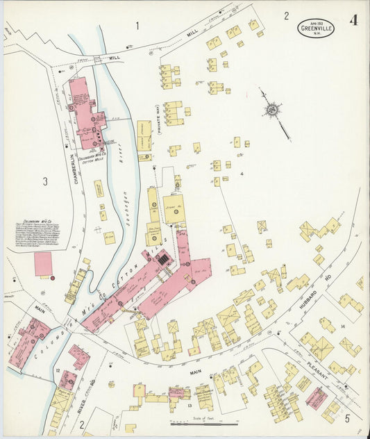 Sanborn Fire Insurance Map from Greenville, Hillsborough County, New Hampshire (1912), Sheet #0004 - Historic Sanborn Fire Insurance Map Print, vintage old map wall art, antique decor, genealogy gift, New Hampshire New Hampshire map