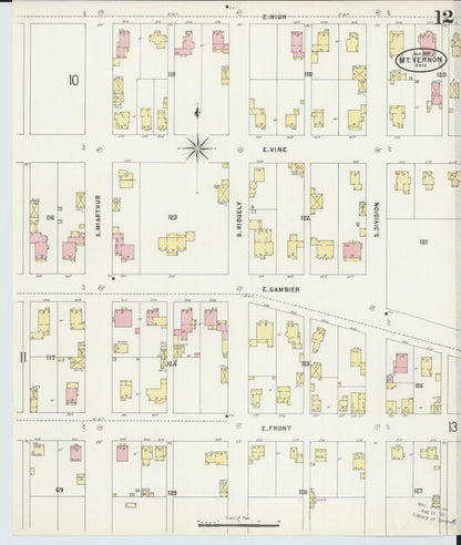 Sanborn Fire Insurance Map from Mount Vernon, Knox County, Ohio (1897), Sheet #0012 - Historic Sanborn Fire Insurance Map Print, vintage old map wall art, antique decor, genealogy gift, Ohio Ohio map