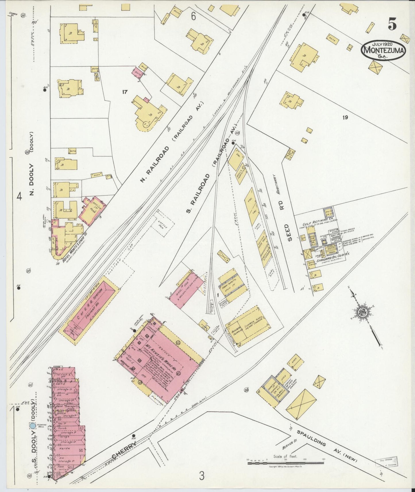 Sanborn Fire Insurance Map from Montezuma, Macon County, Georgia (1920), Sheet #0005 - Complete Map Set gallery image, historic Sanborn map, vintage wall art, Georgia Georgia