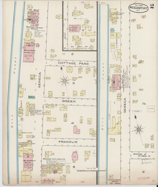 Sanborn Fire Insurance Map from Weedsport, Cayuga County, New York (1885), Sheet #0002 - Historic Sanborn Fire Insurance Map Print, vintage old map wall art, antique decor, genealogy gift, New York New York map