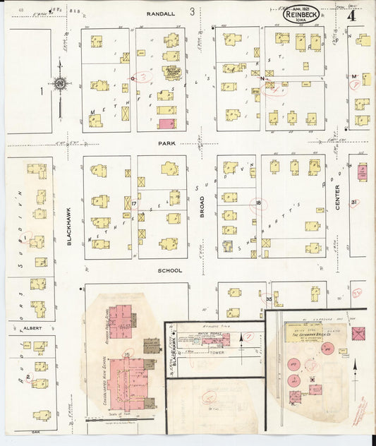 Sanborn Fire Insurance Map from Reinbeck, Grundy County, Iowa (1935), Sheet #0004 - Historic Sanborn Fire Insurance Map Print, vintage old map wall art