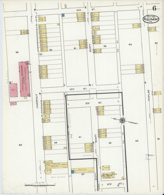 Sanborn Fire Insurance Map from Kulpmont, Northumberland County, Pennsylvania (1920), Sheet #0006 - Historic Sanborn Fire Insurance Map Print, vintage old map wall art, antique decor, genealogy gift, Pennsylvania Pennsylvania map