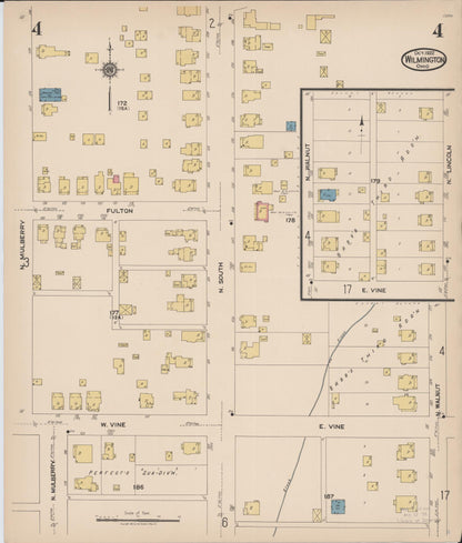 Sanborn Fire Insurance Map from Wilmington, Clinton County, Ohio (1922), Sheet #0004 - Historic Sanborn Fire Insurance Map Print, vintage old map wall art, antique decor, genealogy gift, Ohio Ohio map