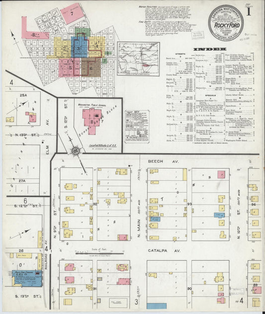 Sanborn Fire Insurance Map from Rocky Ford, Otero County, Colorado (1919), Sheet #0001 - Complete Map Set gallery image, historic Sanborn map, vintage wall art, Colorado Colorado