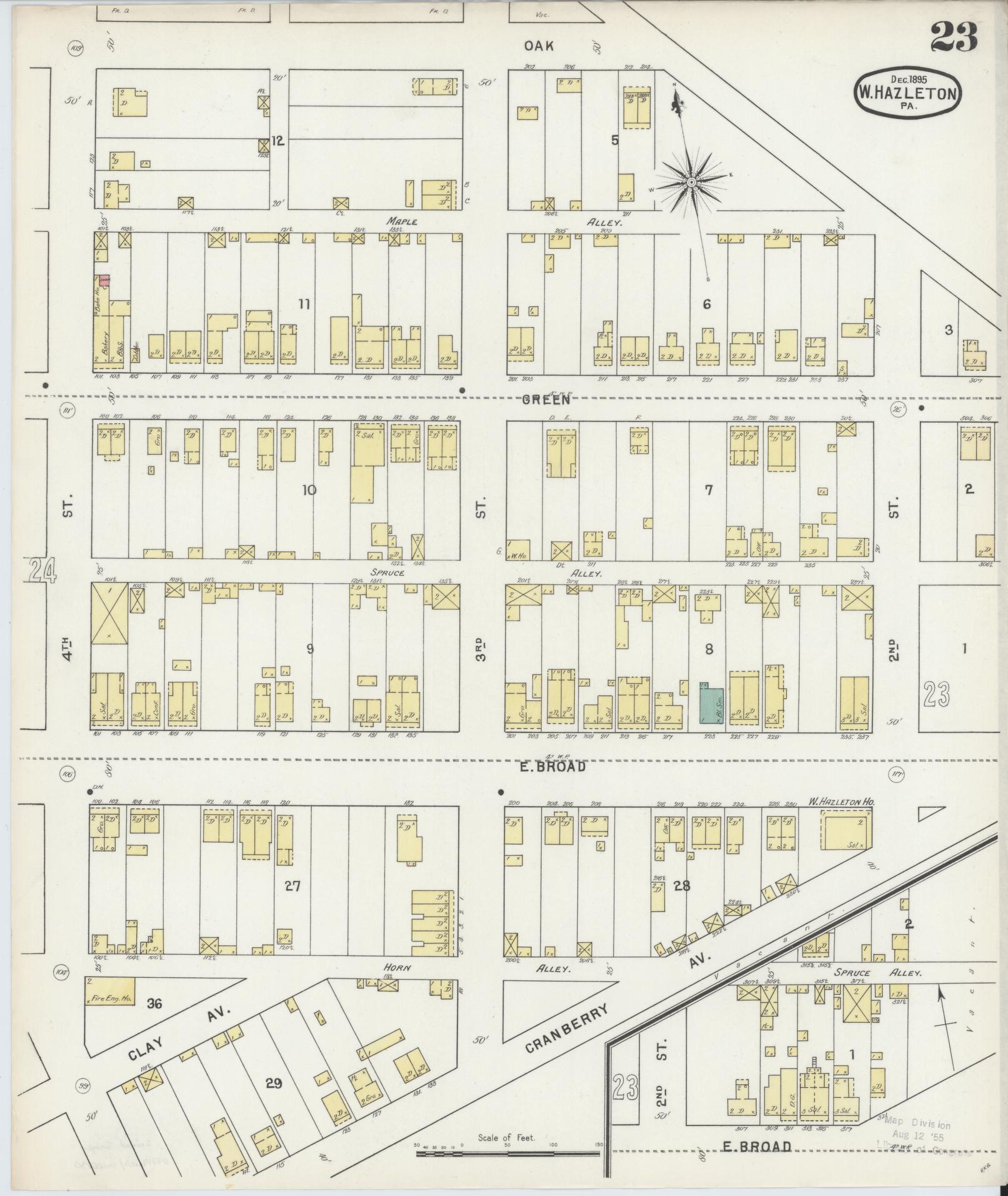Sanborn Fire Insurance Map from Hazleton, Luzerne County, Pennsylvania (1895), Sheet #0023 - Complete Map Set gallery image, historic Sanborn map, vintage wall art, Pennsylvania Pennsylvania